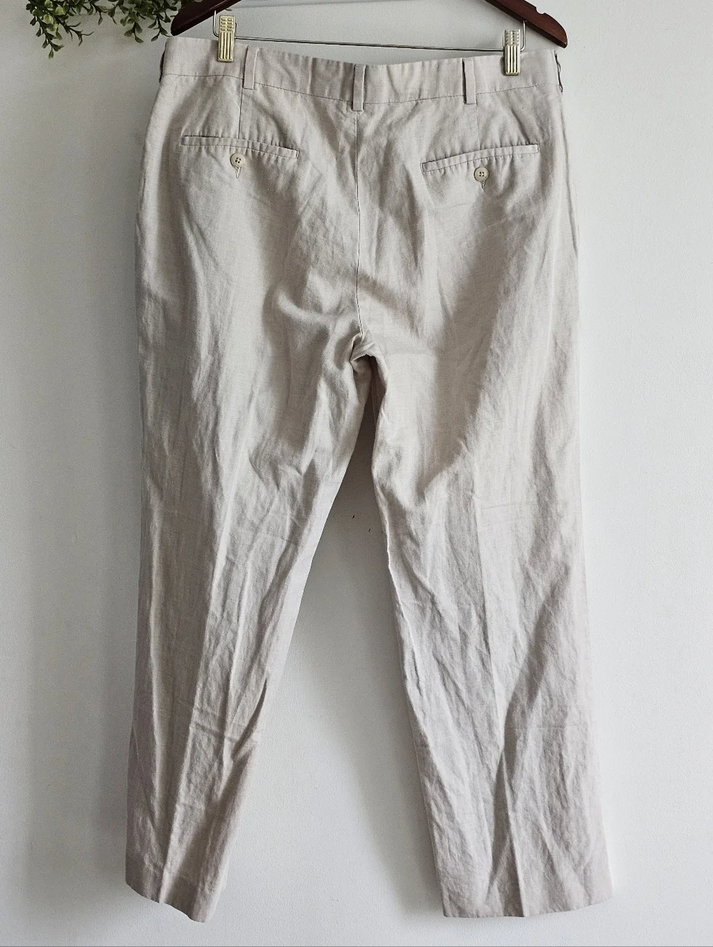 Cubavera Linen Cotton Pants Beige Flat Front Casual Summer 36x30 Men